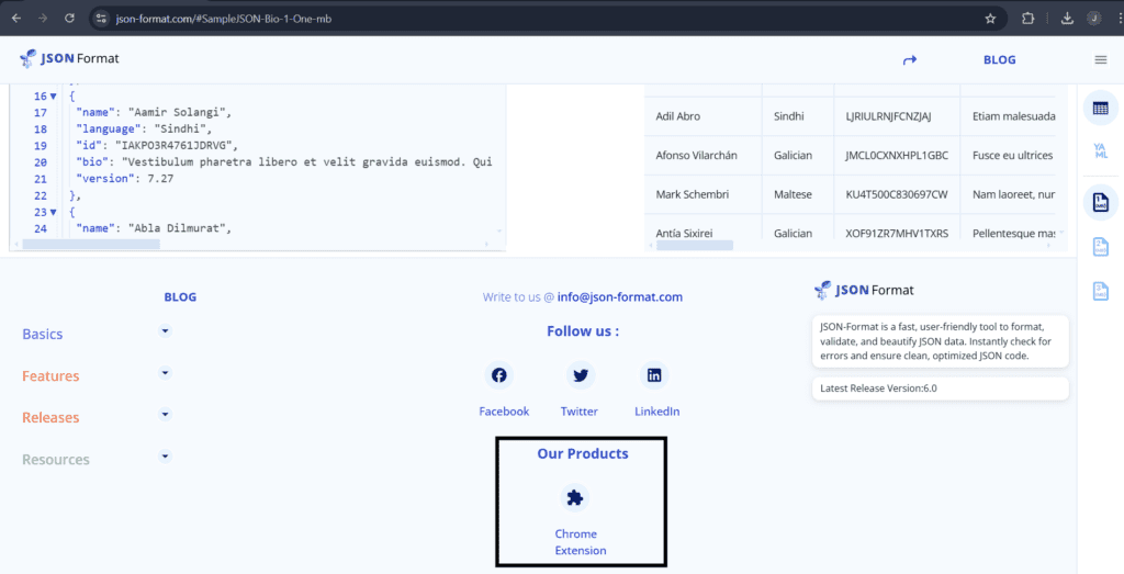 JSON Chrome Extension