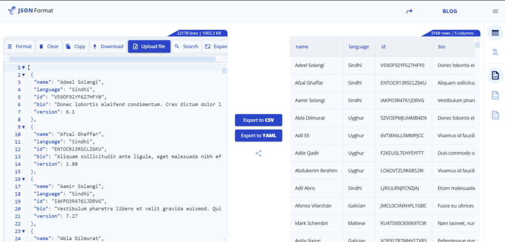 How to export CSV in JSON Editor?