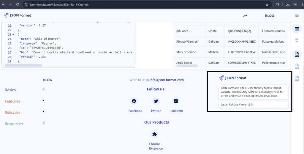 Release footer in the website
